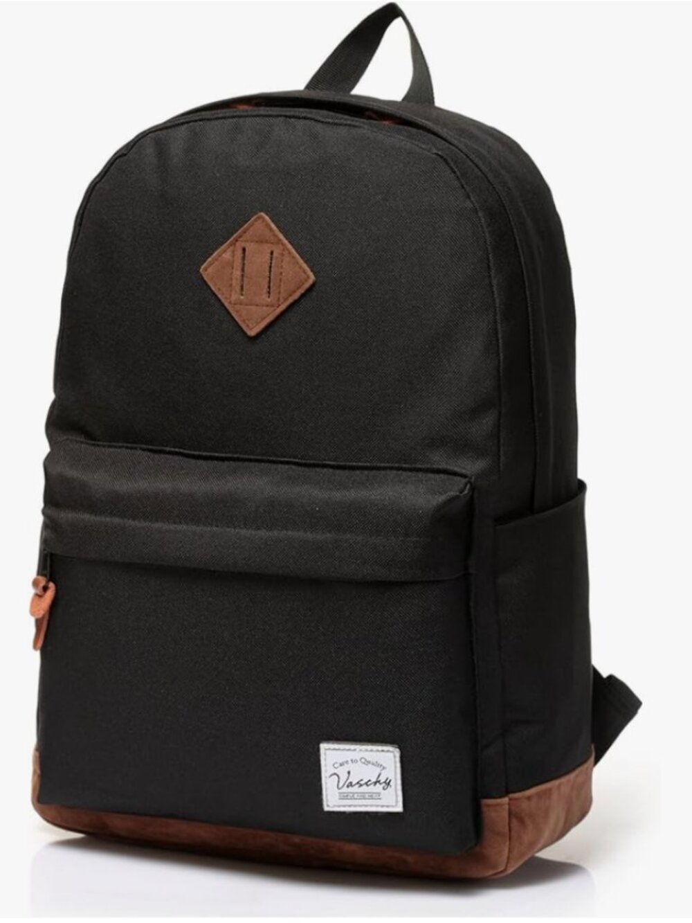 VASCHY Classic Water-resistant Lightweight Travel School Backpack (Black)